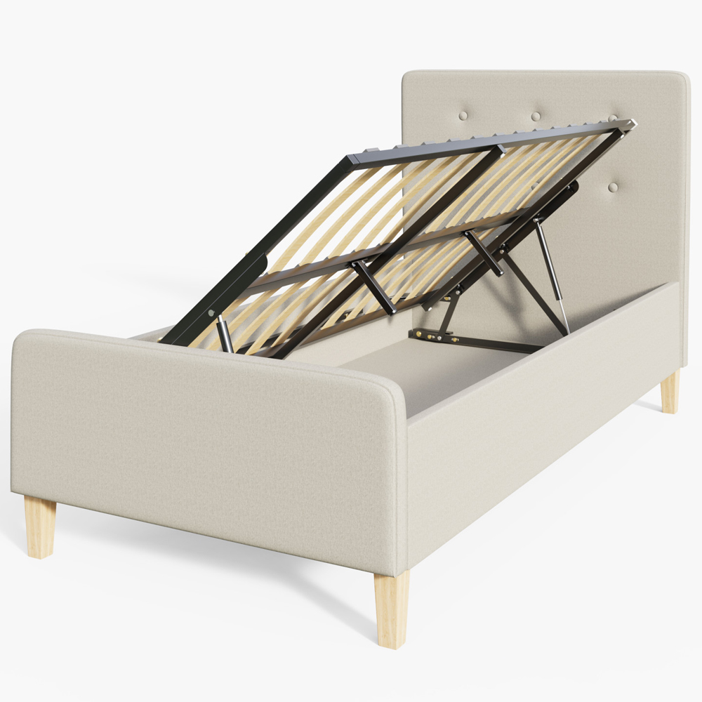 Alkham Fabric Ottoman Storage Single Bed In Natural