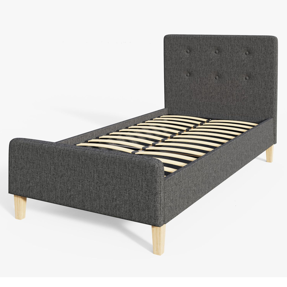 Alkham Fabric Single Bed In Grey
