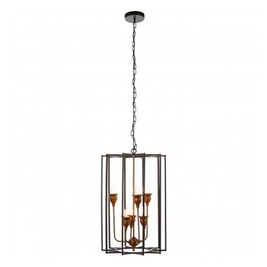 Product photograph of Allais 6 Bulbs Pendant Light In Matte Black And Bronze from Furniture in Fashion
