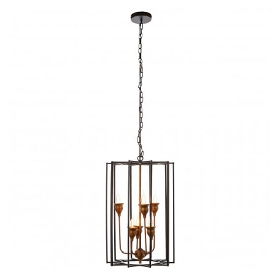 Allais 6 Bulbs Pendant Light In Matte Black And Bronze