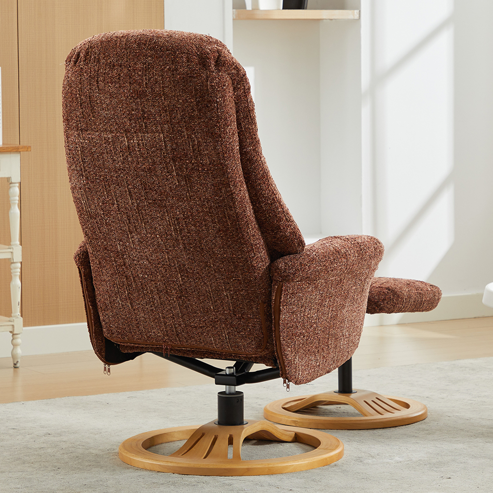 Allegan Fabric Recliner Chair With Stool In Copperblush
