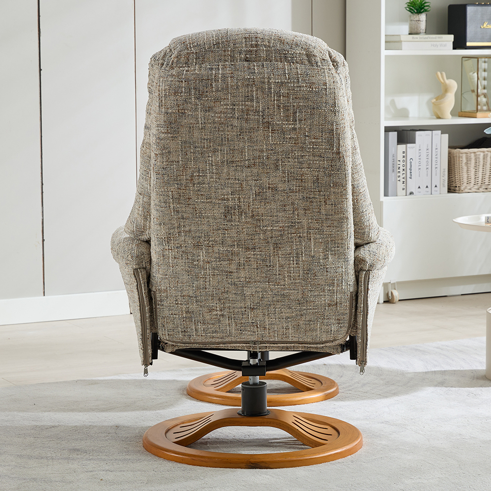 Allegan Fabric Recliner Chair With Stool In Frost