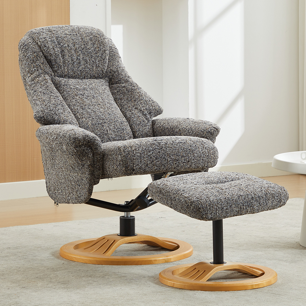 Allegan Fabric Recliner Chair With Stool In Muscari