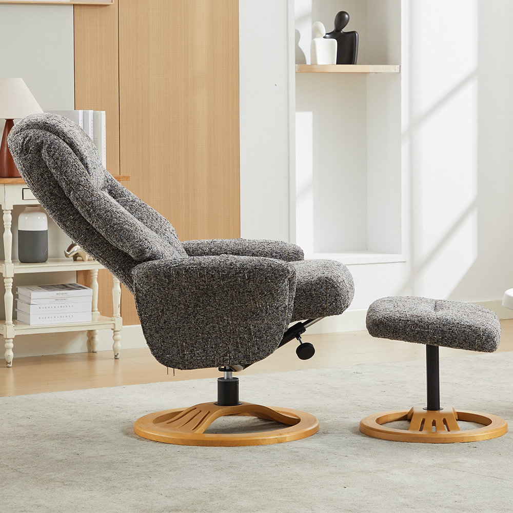 Allegan Fabric Recliner Chair With Stool In Muscari