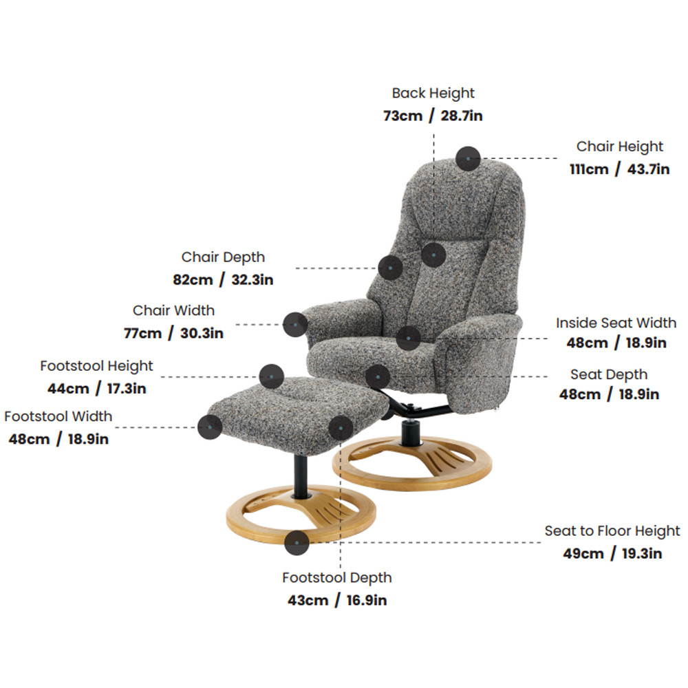 Allegan Fabric Recliner Chair With Stool In Muscari
