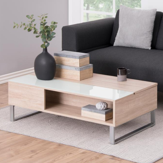 Allegan Wooden Lift-Up Coffee Table In Sonoma Oak