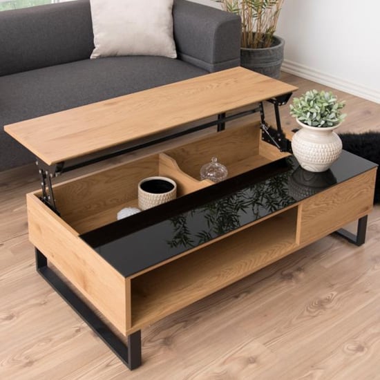 Allegan Lift Up Wooden Coffee Table In Matt Wild Oak