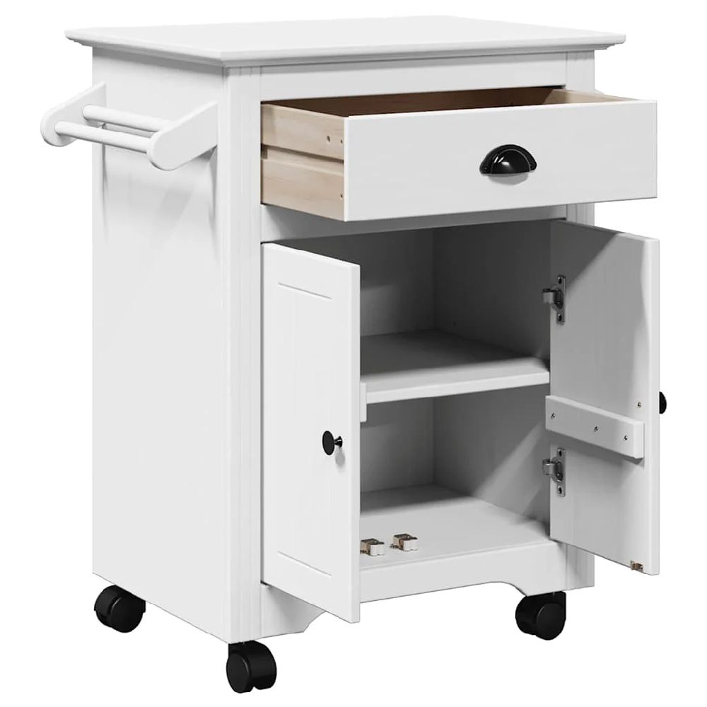 Allegan Wooden Kitchen Trolley With 2 Doors In White