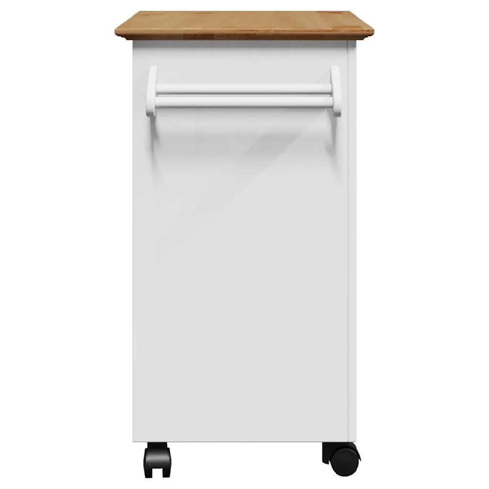 Allegan Wooden Kitchen Trolley With 2 Doors In White And Brown
