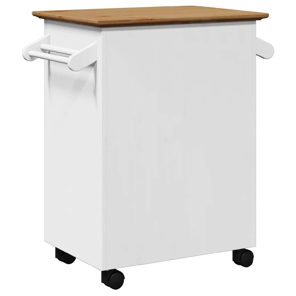 Allegan Wooden Kitchen Trolley With 2 Doors In White And Brown