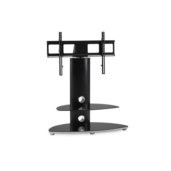 Oswestry TV Stand In Black With 2 Shelf And Bracket Furniture in Fashion