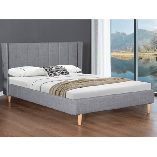 Allegro Fabric Double Bed In Grey