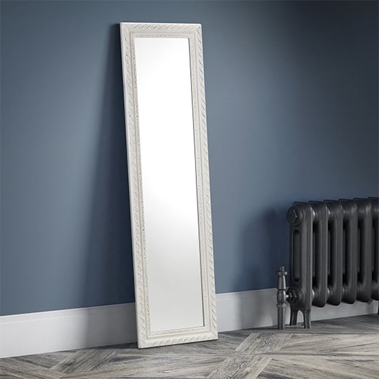 Product photograph of Abrielle Floor Dressing Cheval Mirror In White from Furniture in Fashion