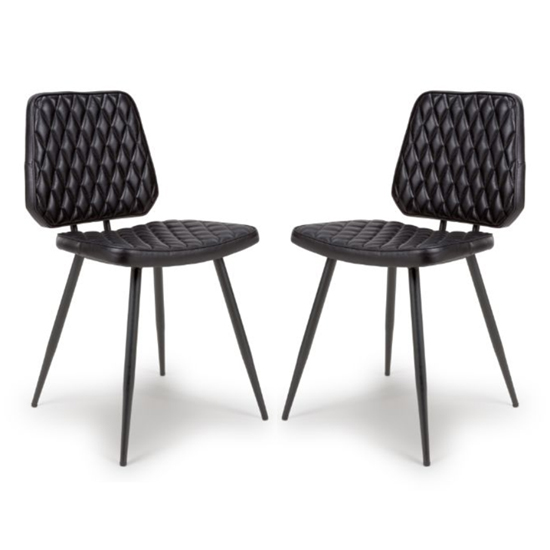 Allen Black Genuine Buffalo Leather Dining Chairs In Pair