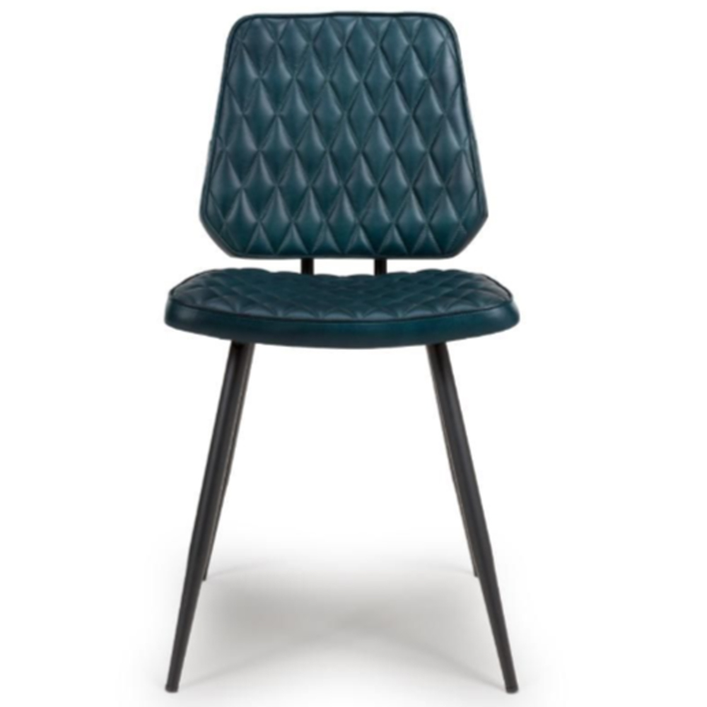 Allen Blue Leather Dining Chairs In Pair