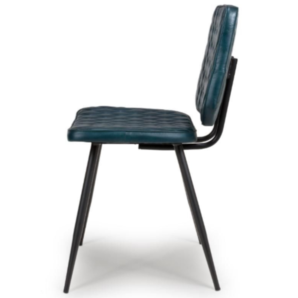 Allen Blue Leather Dining Chairs In Pair