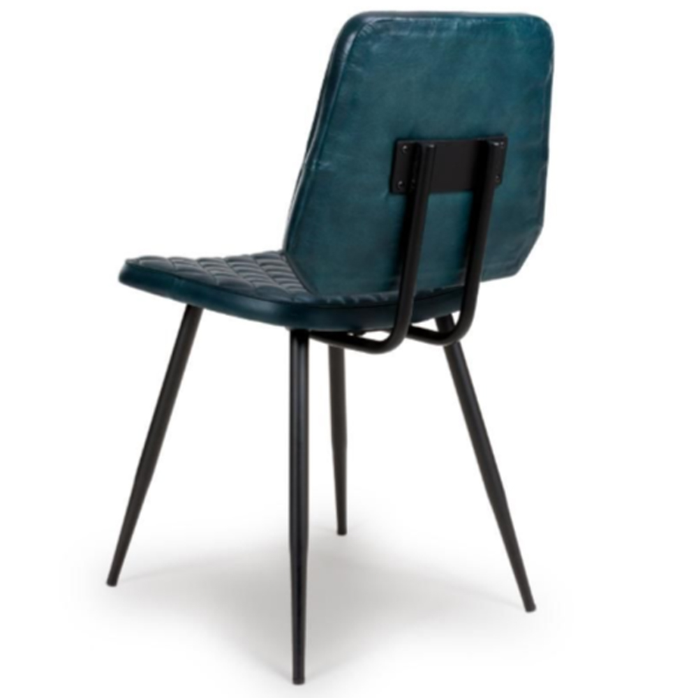 Allen Blue Leather Dining Chairs In Pair