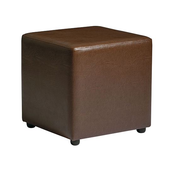 Photo of Allen cube faux leather stool in lascari vintage brown