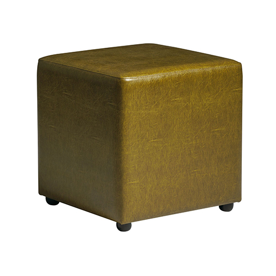 Photo of Allen cube faux leather stool in lascari vintage gold