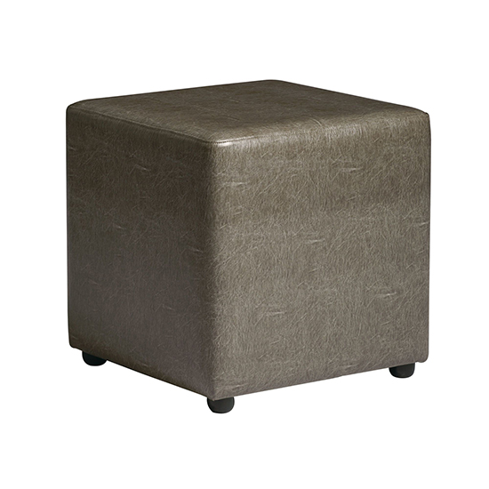 Product photograph of Allen Cube Faux Leather Stool In Lascari Vintage Silver from Furniture in Fashion