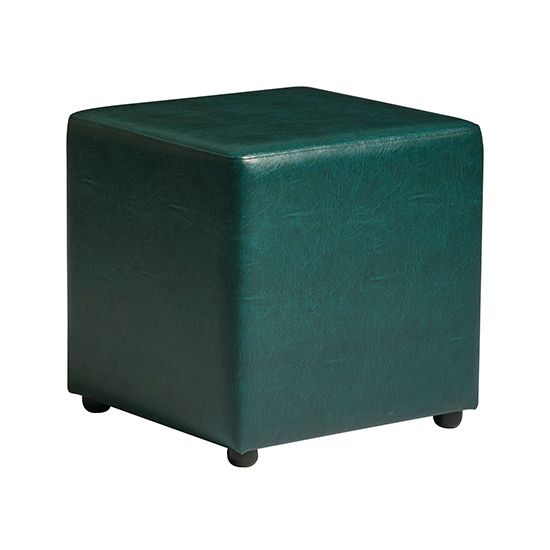 Allen Cube Faux Leather Stool In Lascari Vintage Teal