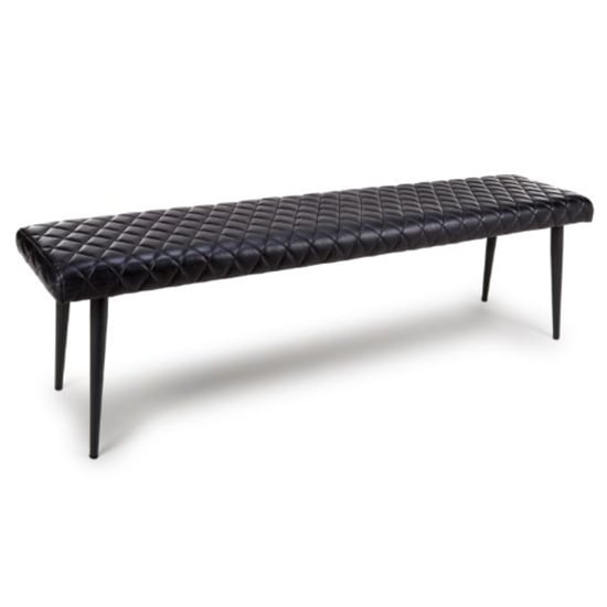 Photo of Allen genuine buffalo leather dining bench in black
