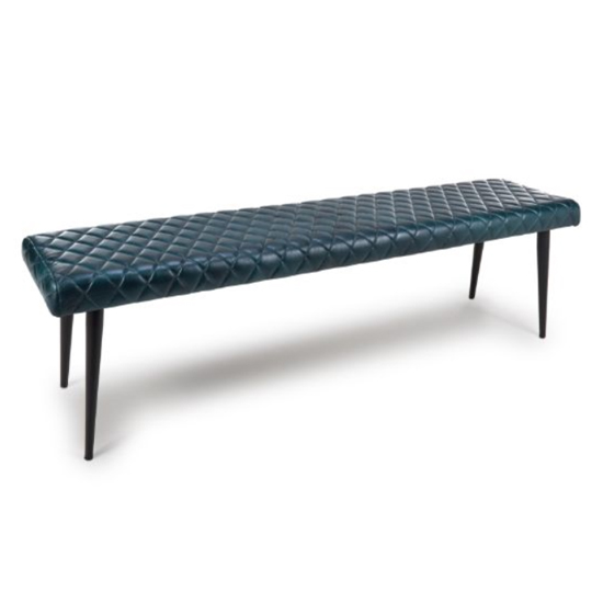 Product photograph of Allen Genuine Buffalo Leather Dining Bench In Blue from Furniture in Fashion