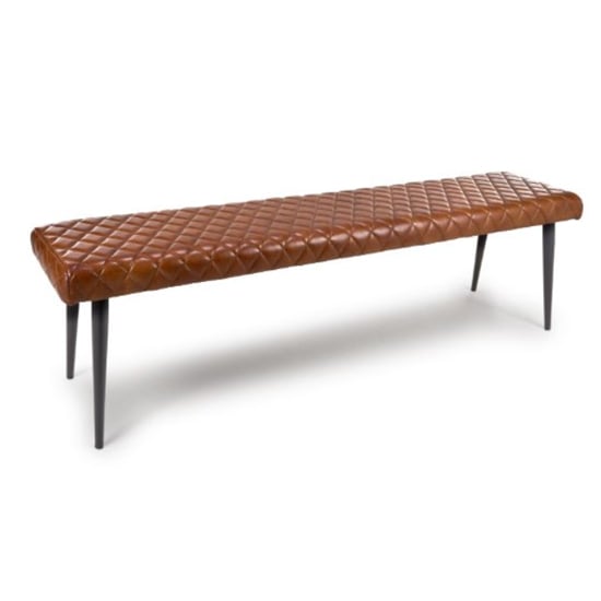 Product photograph of Allen Genuine Buffalo Leather Dining Bench In Tan from Furniture in Fashion
