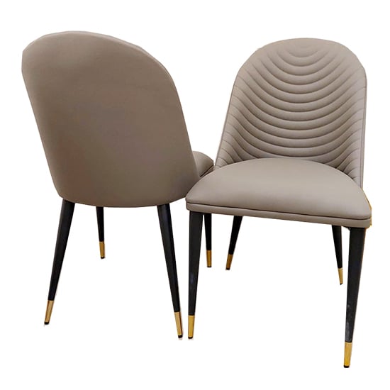 Product photograph of Allen Khaki Faux Leather Dining Chairs With Black Legs In Pair from Furniture in Fashion