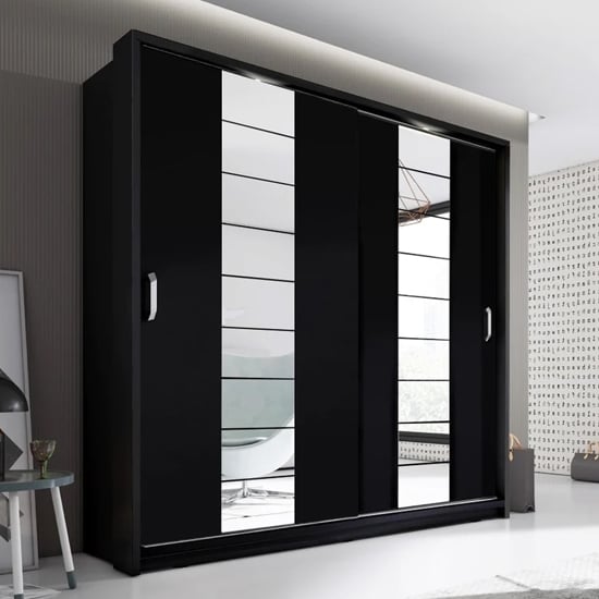 Product photograph of Allen Large Wardrobe With 2 Sliding Doors In Matt Black from Furniture in Fashion