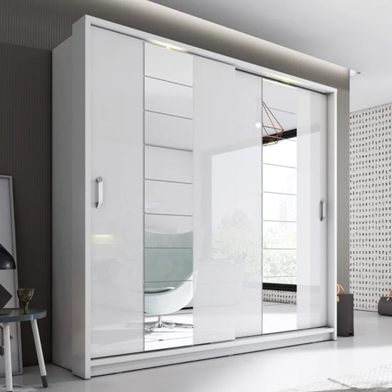 Product photograph of Allen Large Wardrobe With 2 Sliding Doors In Matt White from Furniture in Fashion