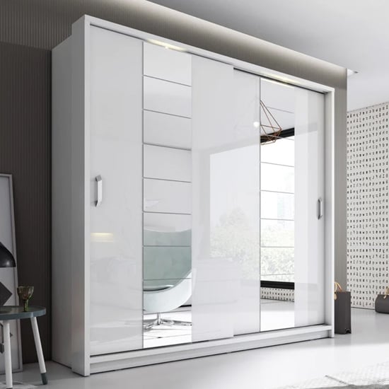 Photo of Allen large wardrobe with 2 sliding doors in matt white