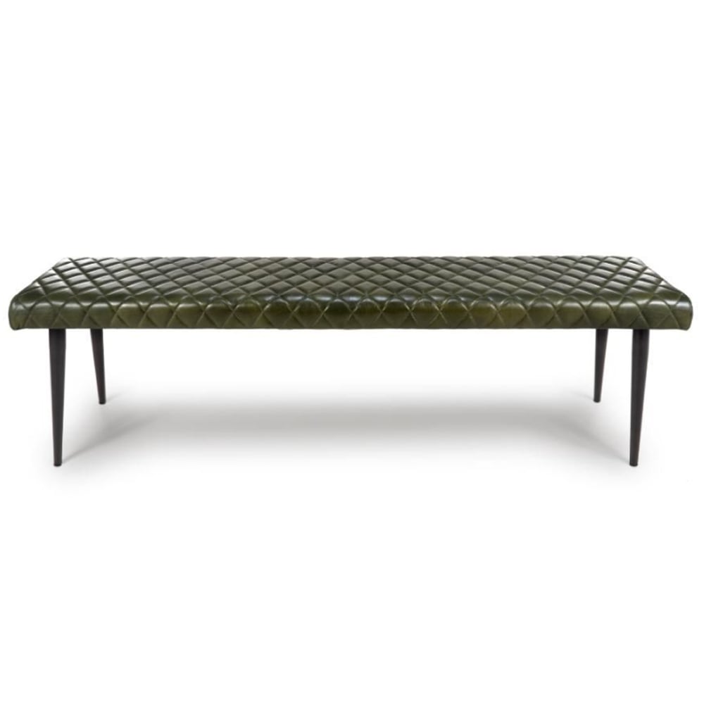 Allen Leather Dining Bench In Green