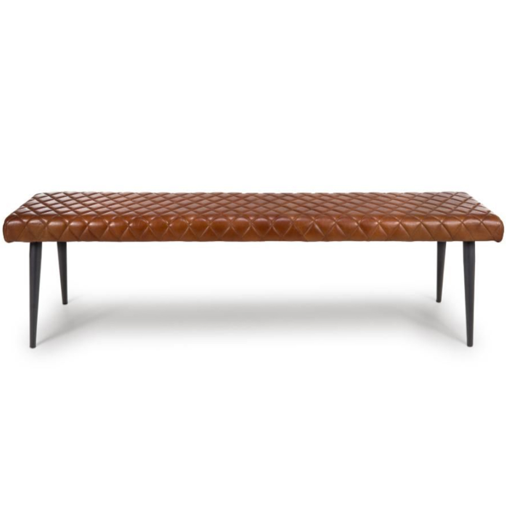 Allen Leather Dining Bench In Tan