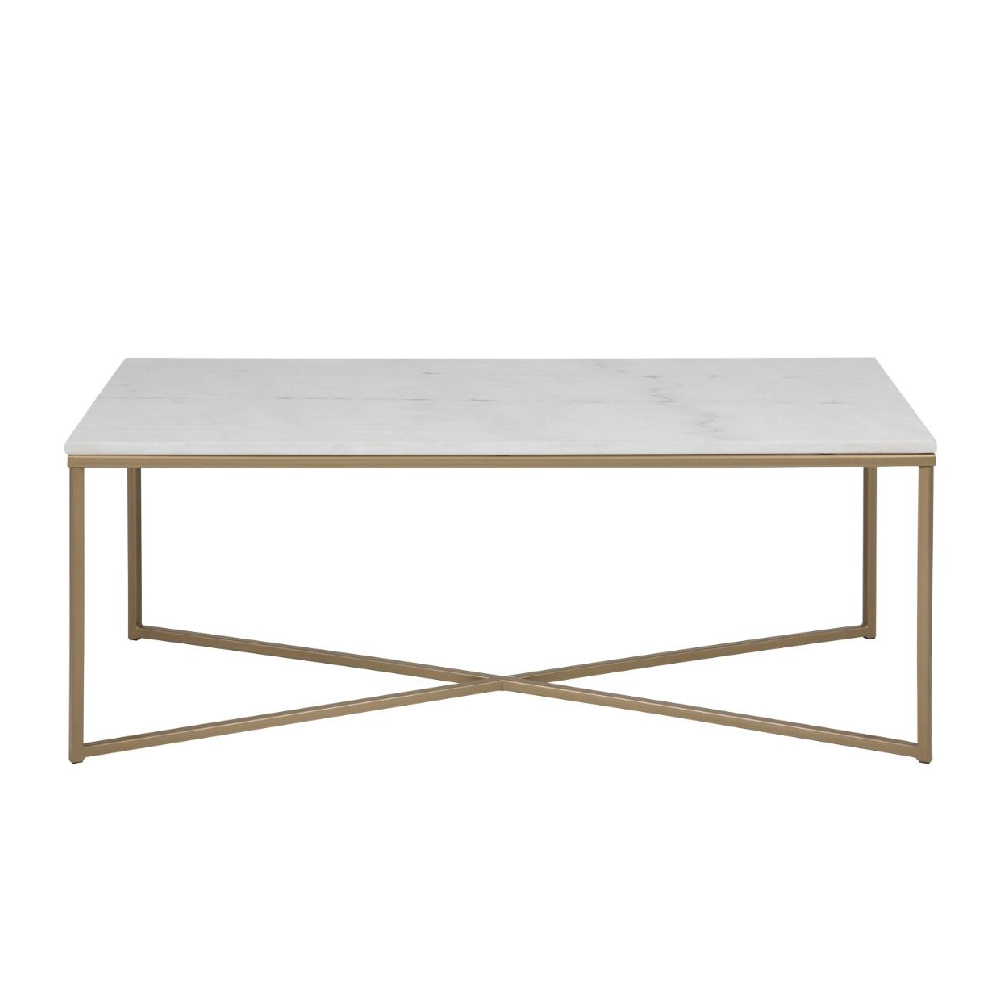 Allen Marble Coffee Table With Metal Frame In White