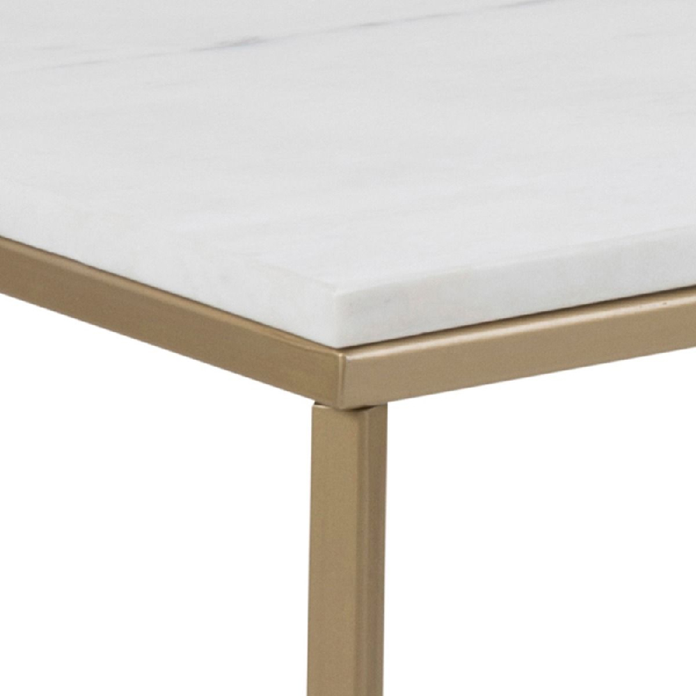 Allen Marble Coffee Table With Metal Frame In White