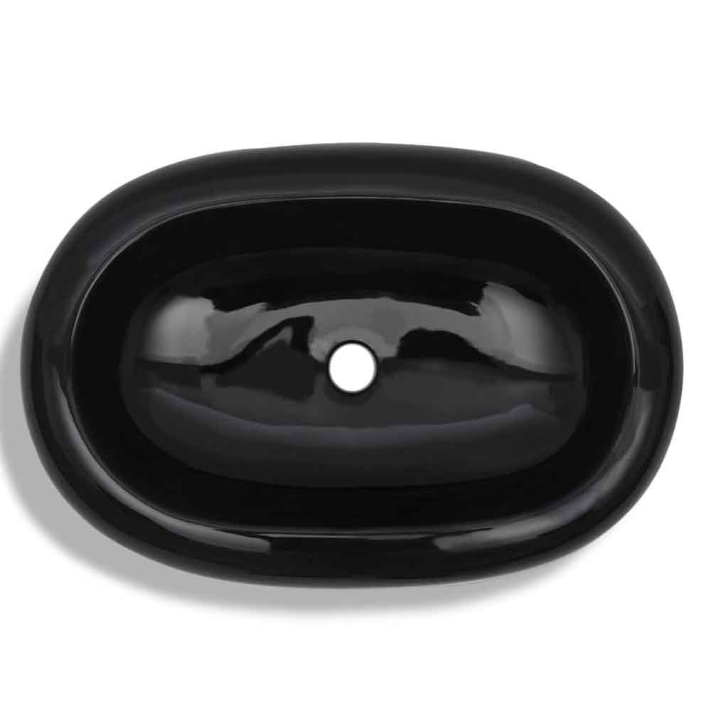 Allen Oval Countertop Basin Without Waste 630mm In Black