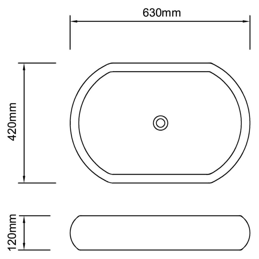 Allen Oval Countertop Basin Without Waste 630mm In Black