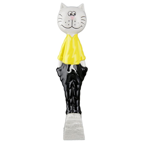 Product photograph of Allen Porcelain Cat Lenso Sculpture Large In Yellow And Black from Furniture in Fashion