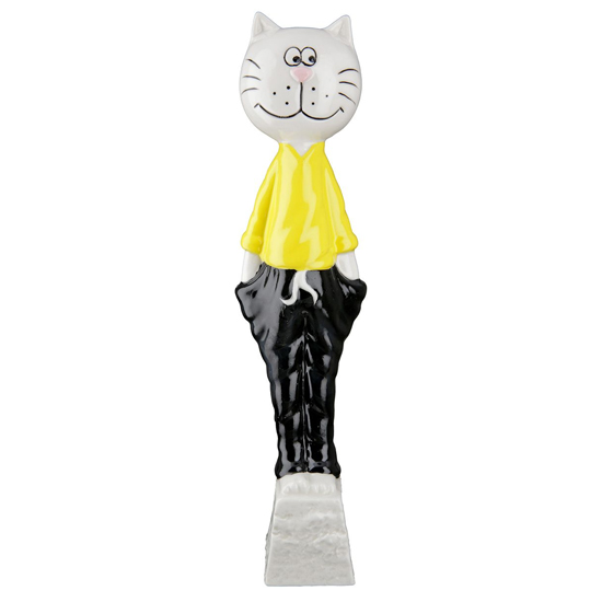 Product photograph of Allen Porcelain Cat Lenso Sculpture Medium In Yellow And Black from Furniture in Fashion