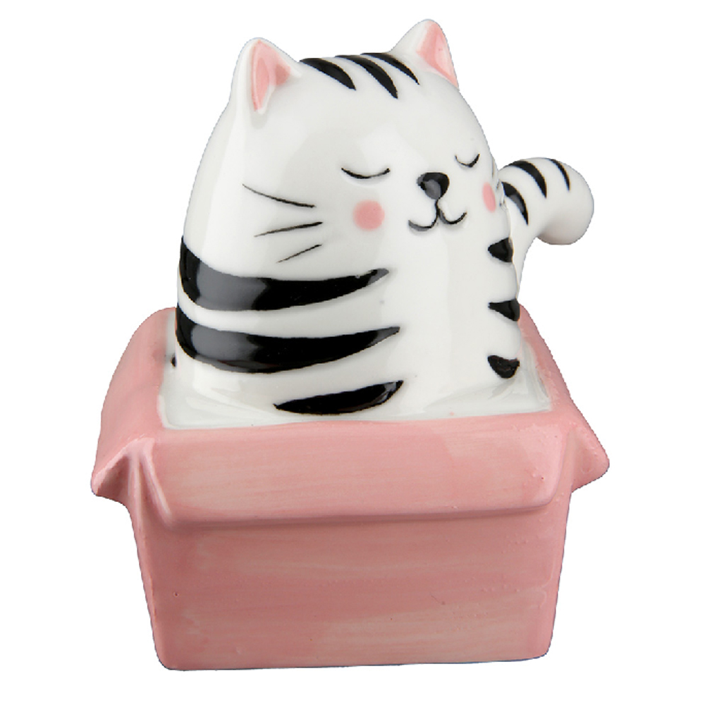 Allen Porcelain Cat Sculptures - Pink And White
