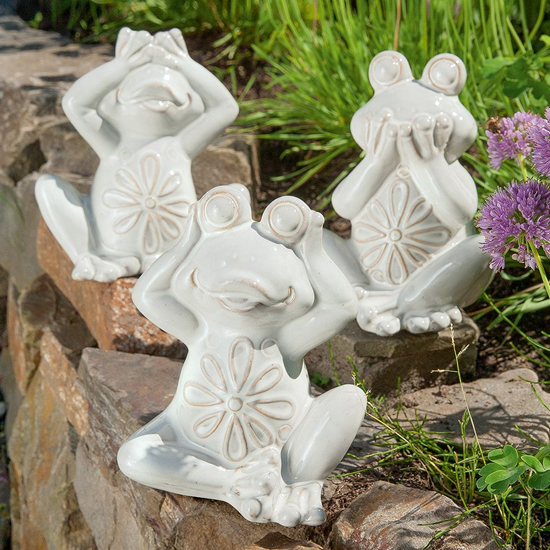 Read more about Allen porcelain frog not hear sea speak sculpture in light grey