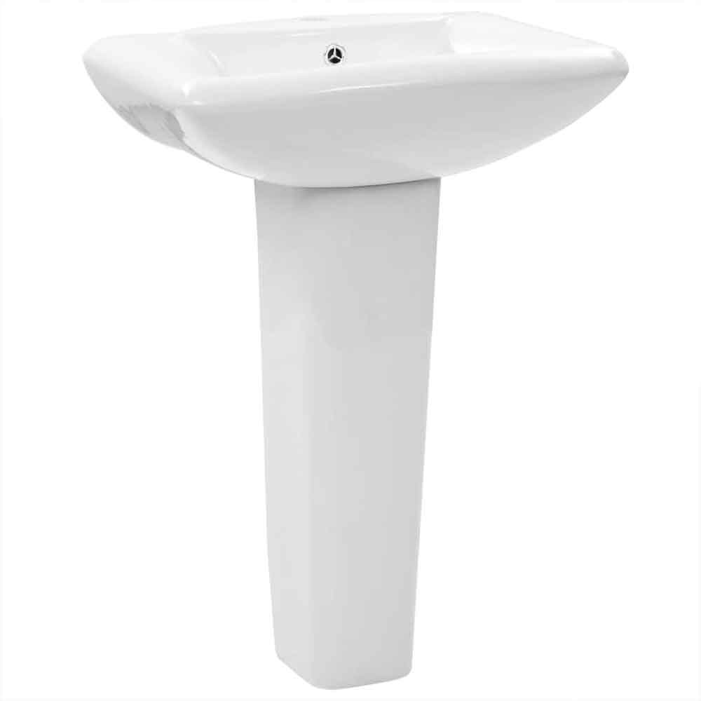 Allen Rectangular Full Pedestal Basin Without Waste 580mm Wide 1TH - White