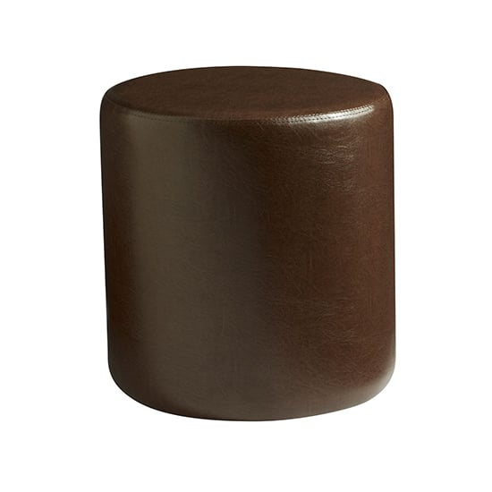 Allen Round Faux Leather Stool In Lascari Vintage Brown