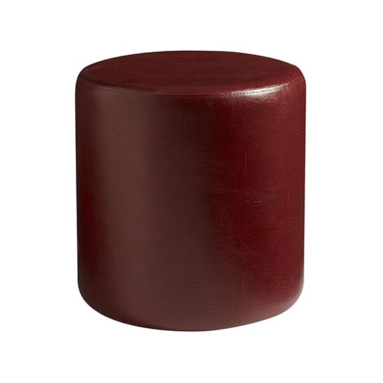 Allen Round Faux Leather Stool In Lascari Vintage Red