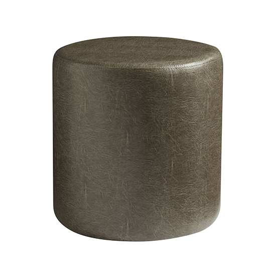 Product photograph of Allen Round Faux Leather Stool In Lascari Vintage Silver from Furniture in Fashion