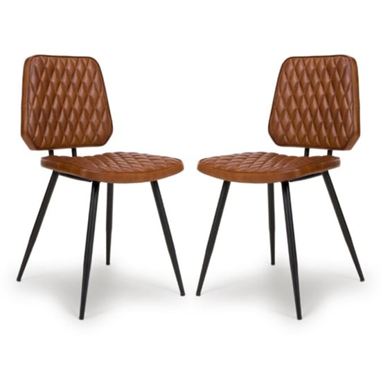 Read more about Allen tan genuine buffalo leather dining chairs in pair