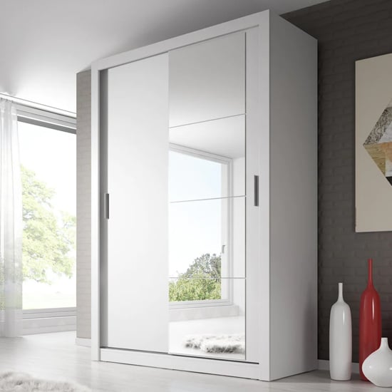 Product photograph of Allen Wardrobe With 2 Sliding Doors In Matt White from Furniture in Fashion