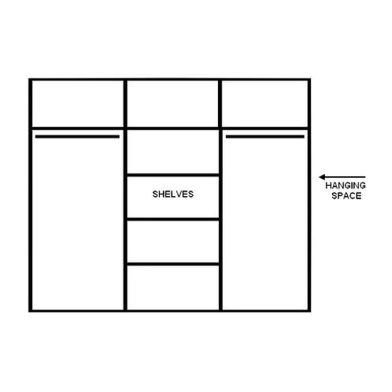Allen Wardrobe With 3 Mirrored Sliding Doors In Shetland Oak