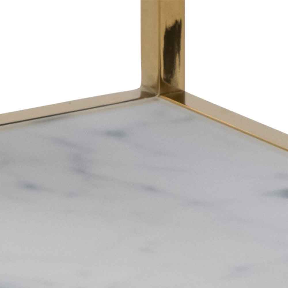 Allen White Marble Effect Glass Bedside Cabinet with Gold Base